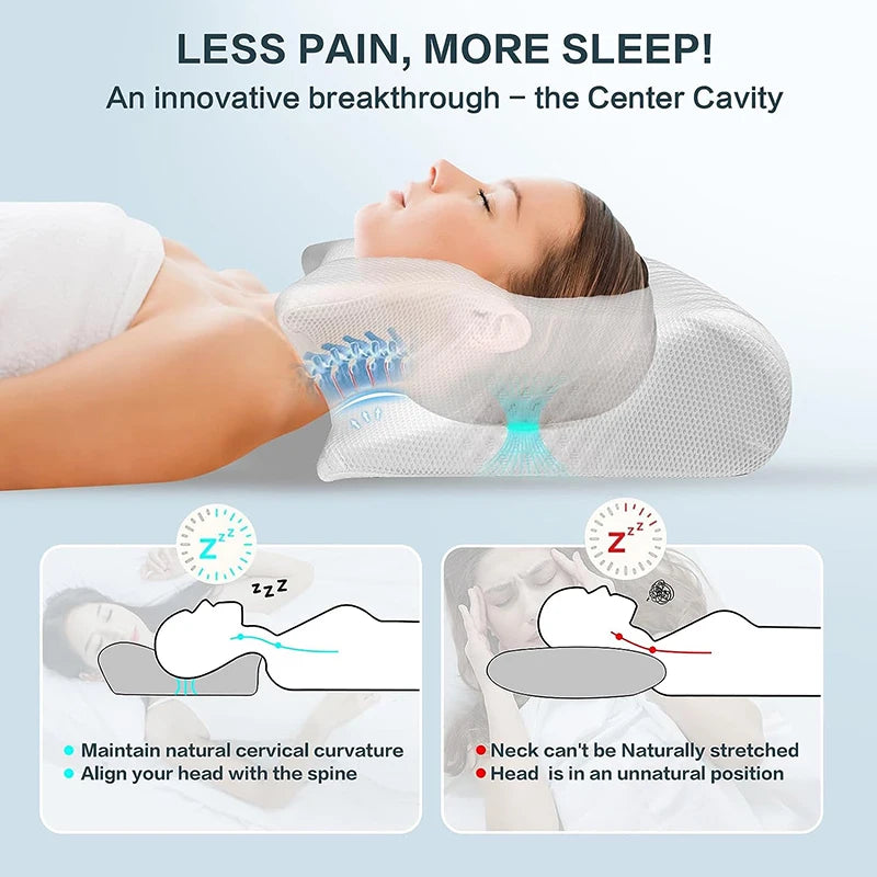 1pc Memory Foam Cervical neck Pillow for pain free sleep