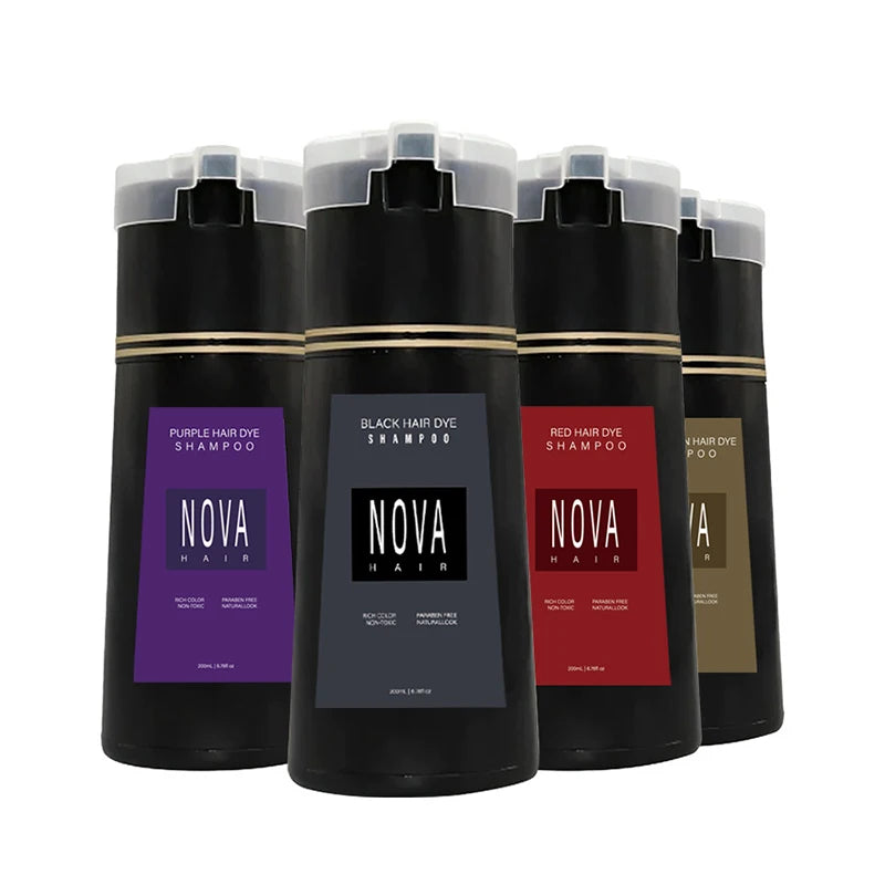 Nova Hair Dyeing Haarpflege-Shampoo 3-in-1, natürliches, schnell weißes, schwarz gefärbtes Haar, dauerhafte Haarfarbe, praktisch für Männer und Frauen, Haarpflege