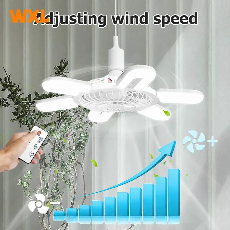 E27 Screw Mouth Fan Light 60W Intelligent Remote Control