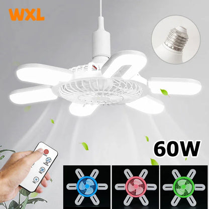 E27 Screw Mouth Fan Light 60W Intelligent Remote Control