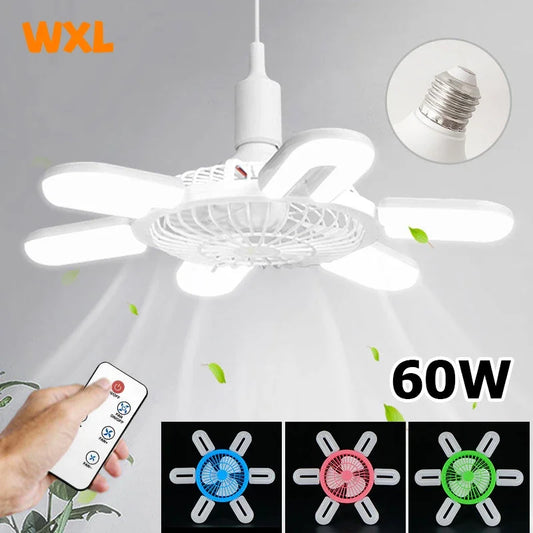 E27 Screw Mouth Fan Light 60W Intelligent Remote Control